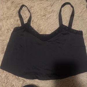 Black Lace Silk Trim Cami Top